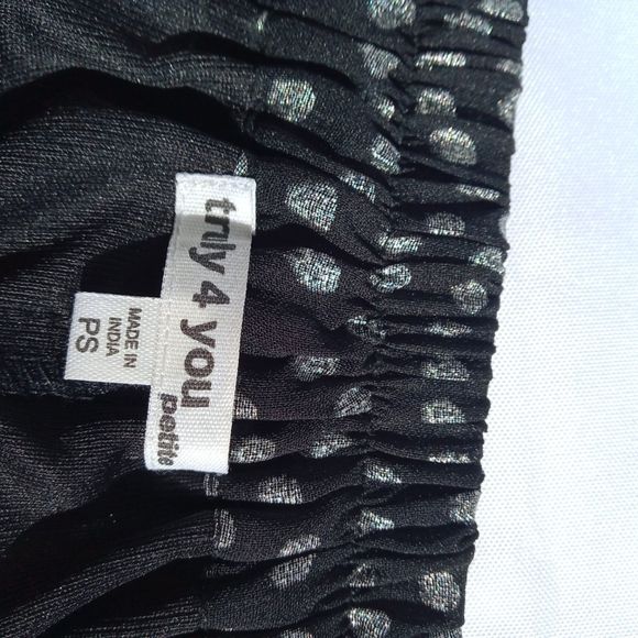 TRULY 4 YOU Petite Polka Dot Black & Grey Skirt w/ Elastic Waist & Belt Size PS - Picture 2 of 6